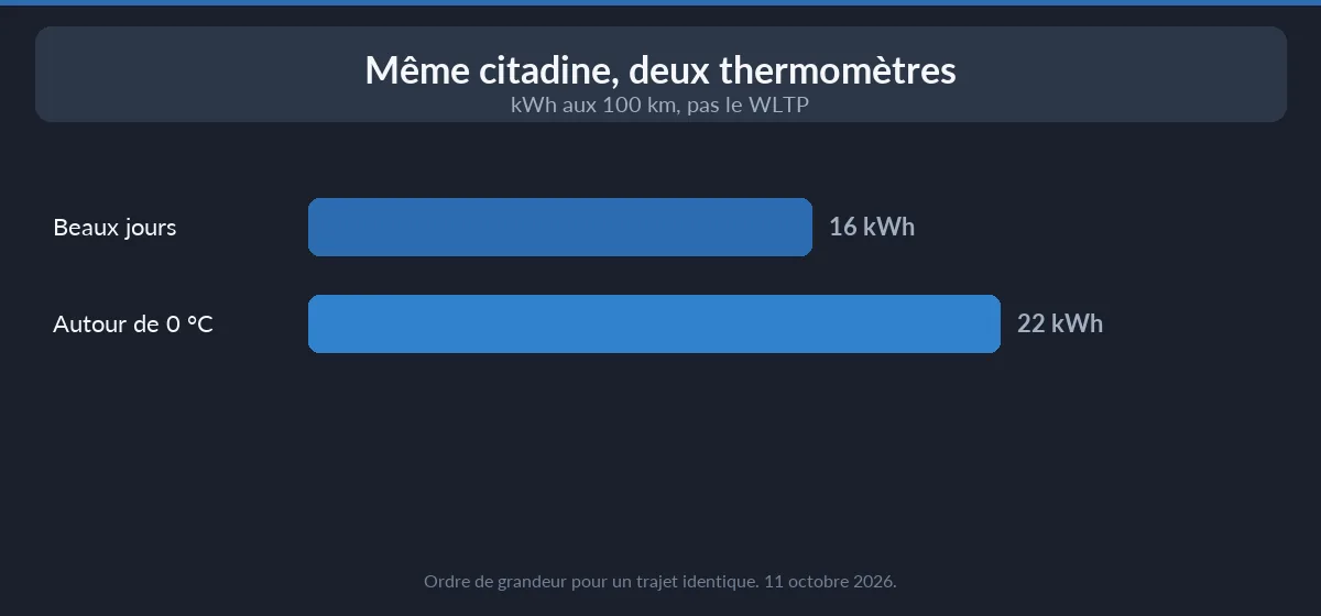 Voiture électrique hiver — écart de conso beau temps et 0 °C